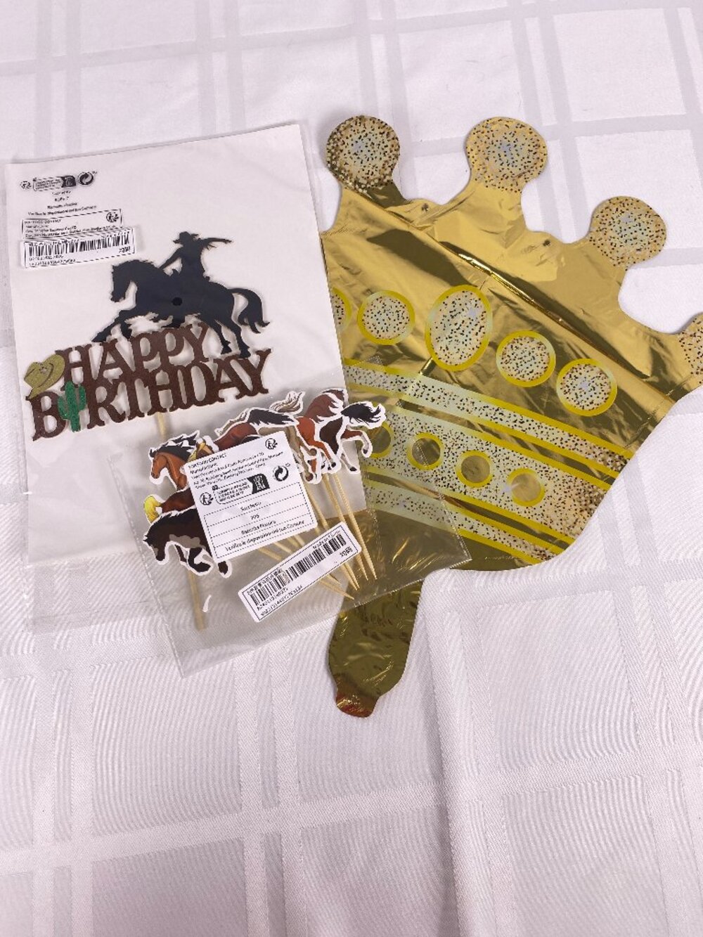 Happy Birthday Cowgirl Cake Topper w/ 8 horse cupcake toppers